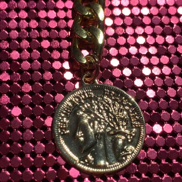 Drape Neck Backless Chain Strap Split Thigh Glitter Halter Dress - pink - Picture 6 of 10